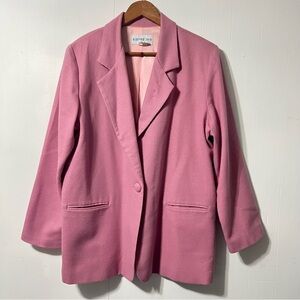 Vintage 90’s Wool Pink Women's Business Casual Classic Blazer Jacket Size 16 P